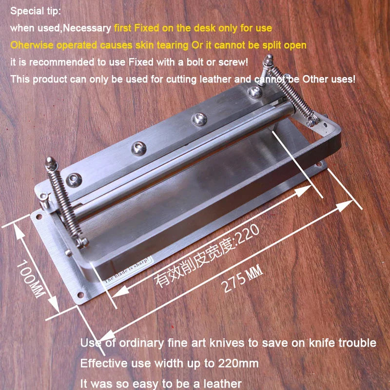 200mm Manual Leather Skiving Machine – Belt Strip Splitter & Thinning Tool for Cowhide DIY Craft