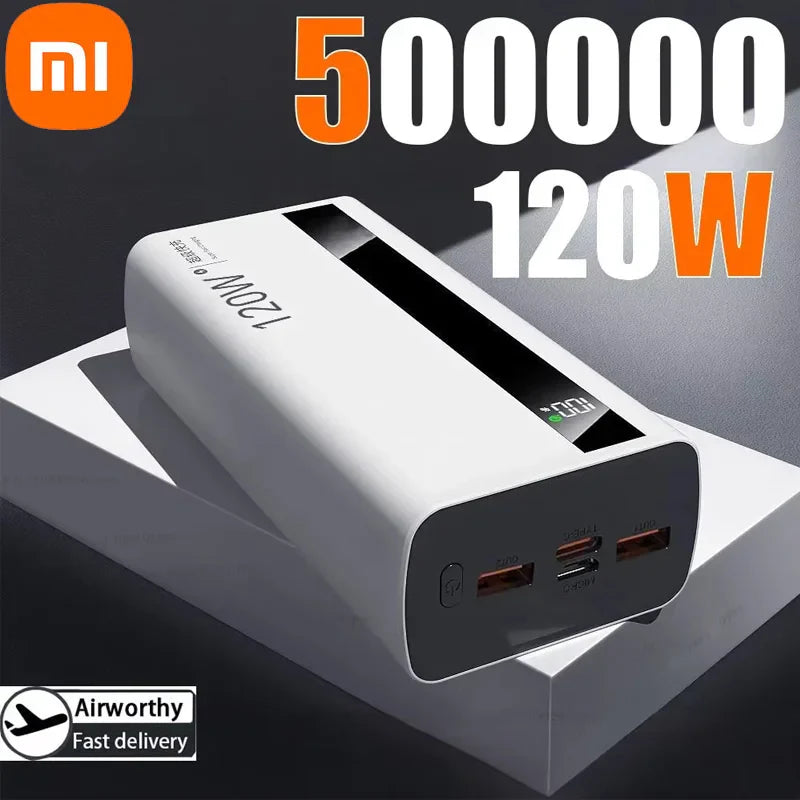 Xiaomi 500000mAh High-Capacity Power Bank — 120W Super Fast Charging Portable Battery Charger for iPhone, Samsung, Huawei