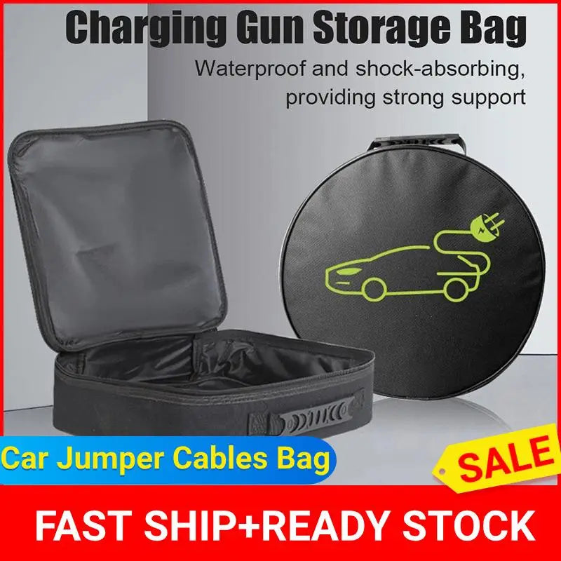 Electric Car Battery Jumper Cable Storage Bag – Waterproof EV Charger Gun Organizer for Charging Cables & Cords