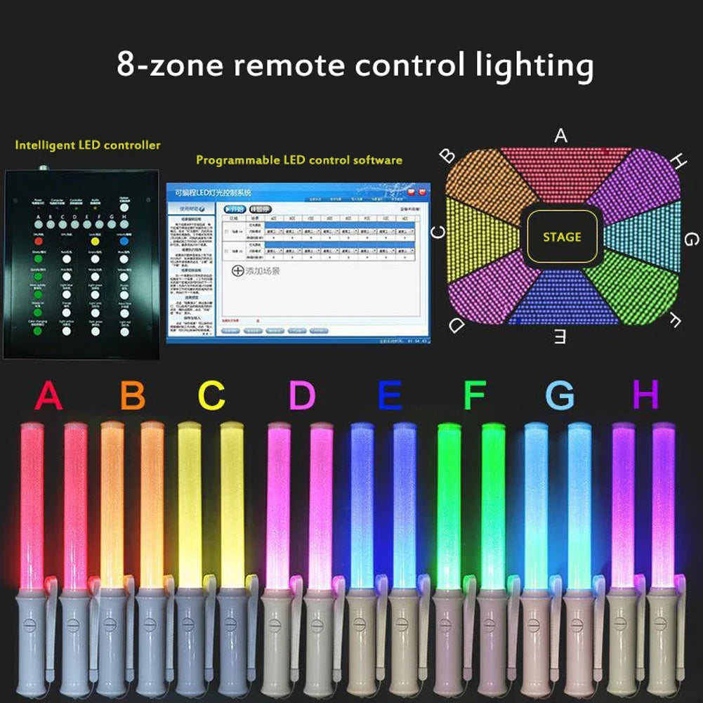 15 Color-Changing Glow Sticks: 3W Battery Powered with DMX Remote Control - Perfect for Concerts, Parties, and Celebrations