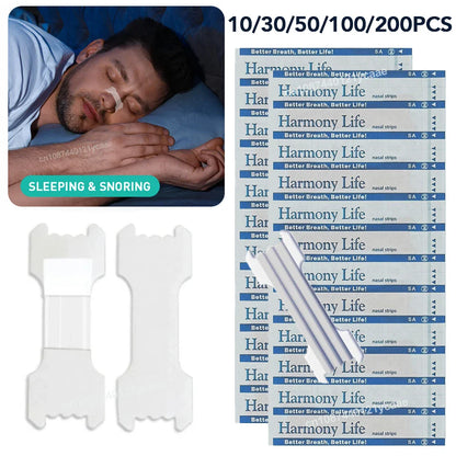 10/30/50/200pcs Nasal Strips — Extra Strength Transparent Anti-Snoring Patches for Better Sleep