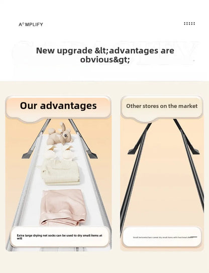 Floor-to-Ceiling Aluminum Drying Rack — Foldable Outdoor & Indoor Clothes Organizer for Kids' Clothing