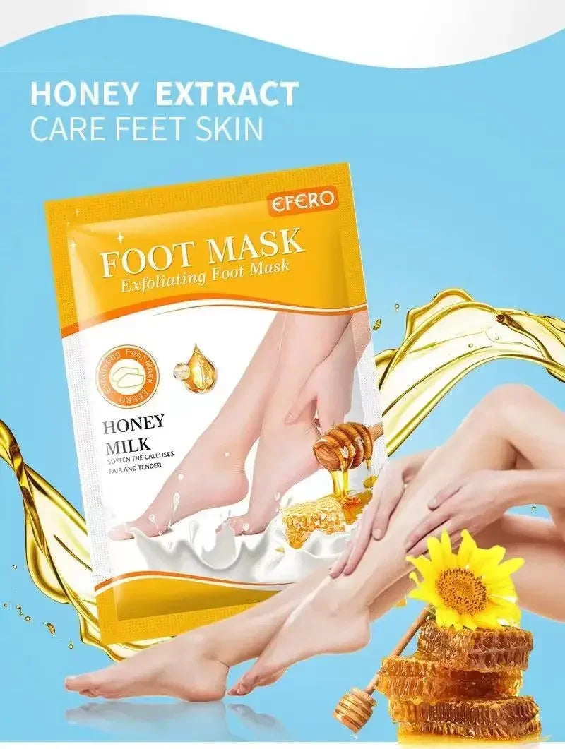 Honey Foot Mask – 1 Pair for Dead Skin & Callus Removal, Exfoliating Foot Treatment, Whitening Foot Spa & Skin Care Tool