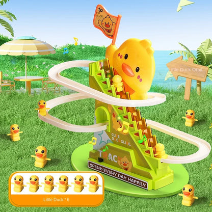 Stair-Climbing Duck Roller Coaster Toy – Flashing Lights & Music Interactive Parent-Child Toy