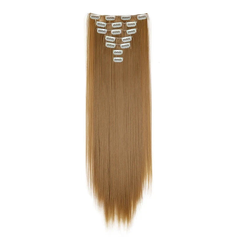 WIGSIN 24-Inch Straight Hair Extensions - 7-Piece Clip-In Synthetic Hair Set for Women