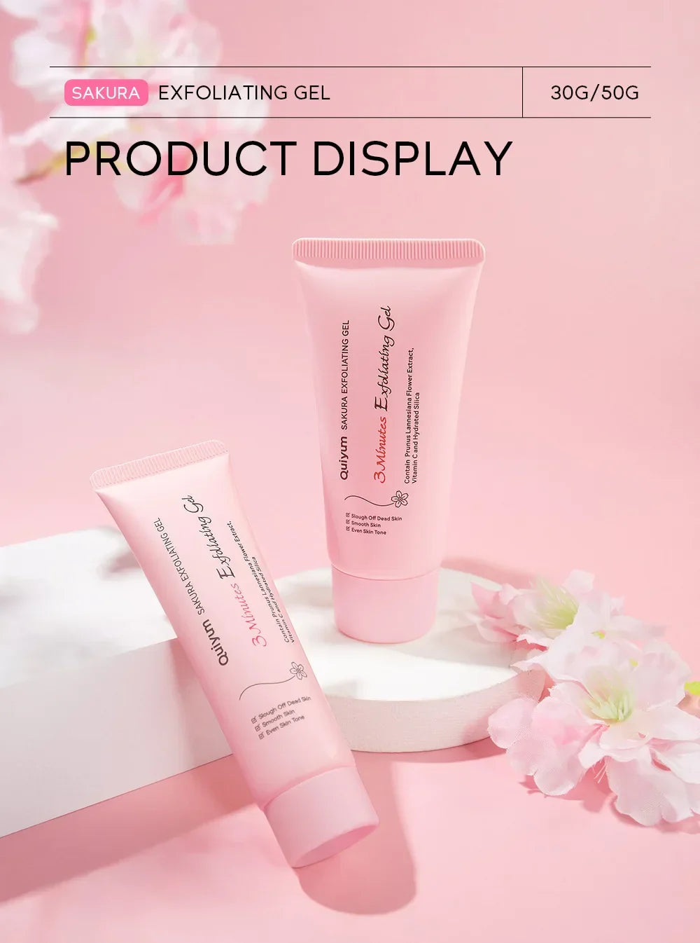 Sakura Exfoliating Peeling Gel — Moisturizing Nourishing Facial Scrub Cream for Skin Care, 30g/50g