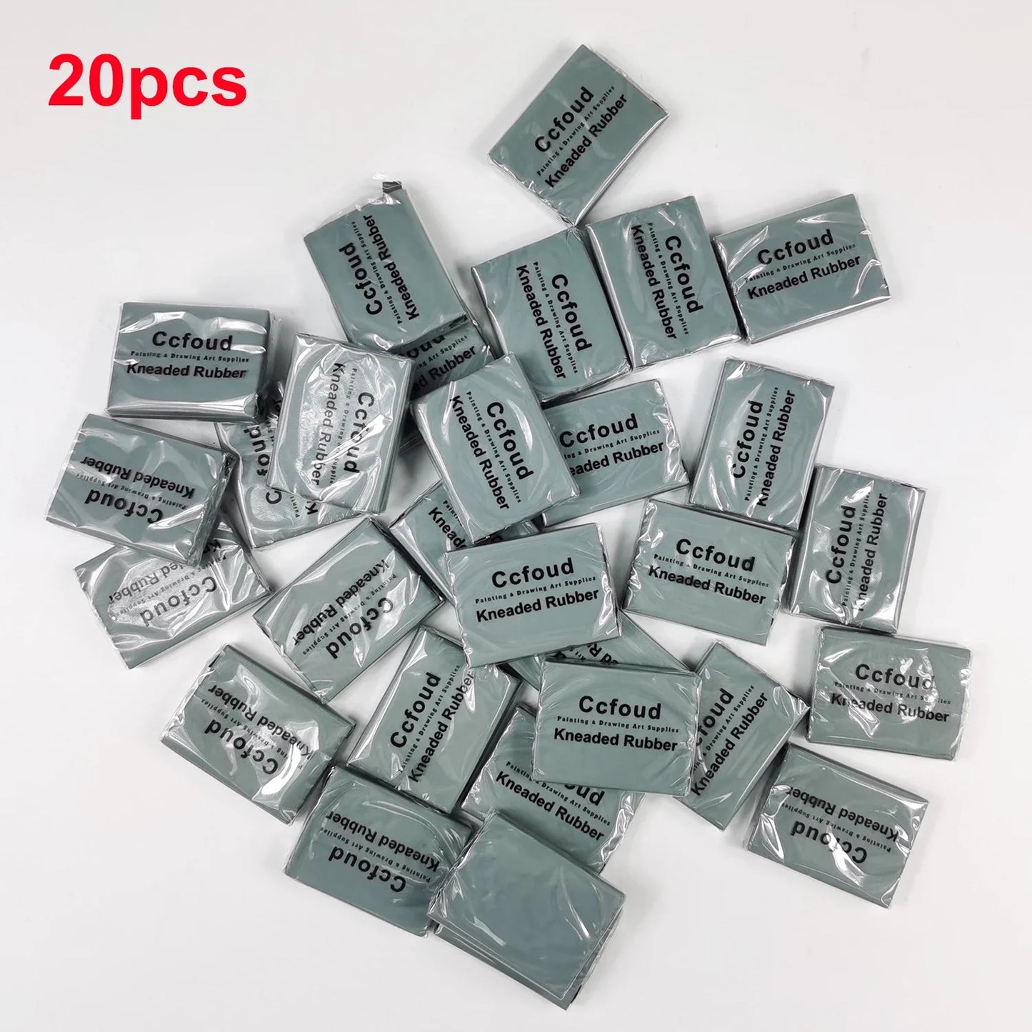 Grey Plastic Kneaded Eraser Set (3/6/10/20/36pcs) – Soft Rubber Art Erasers for Sketching, Drawing, Blending, Shading & Highlighting for Artists and Adults