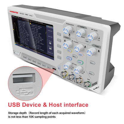 Hanmatek Digital Oscilloscope – 2/4 Channel 110MHz Bandwidth, 1GS/s Sampling Rate, 7'' TFT Display, Desktop Storage Scope