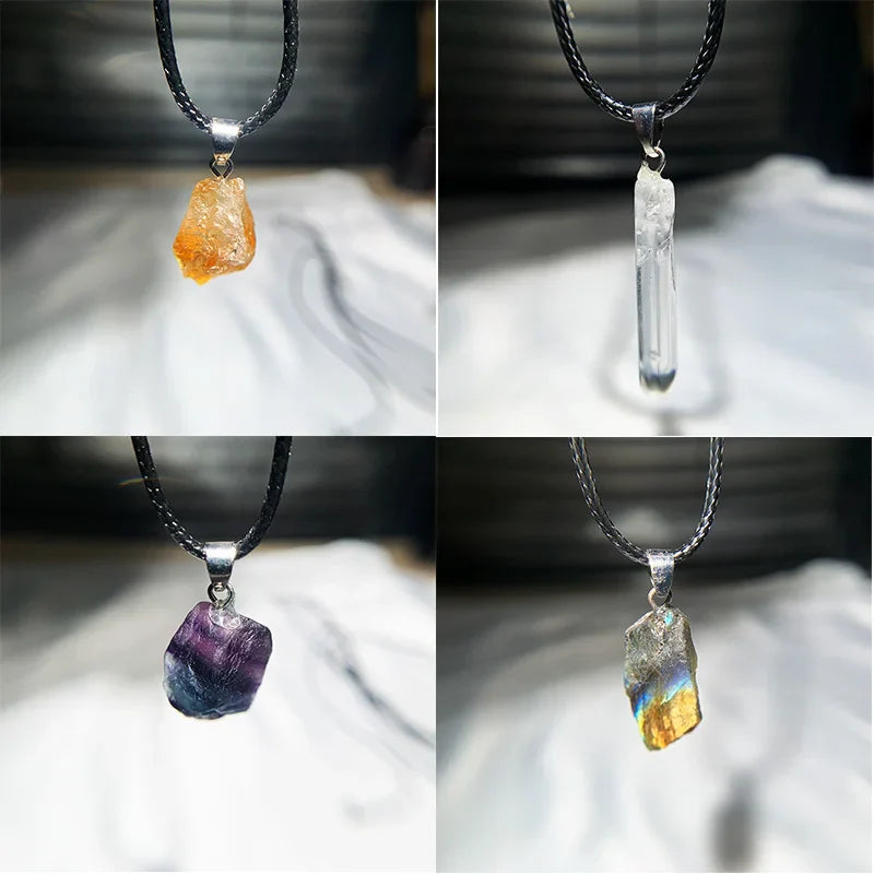 Uruguay Amethyst Rough Stone Pendant - Chakra Halo Amethyst Gemstone Necklace for Energy Healing and Birthstone Jewelry