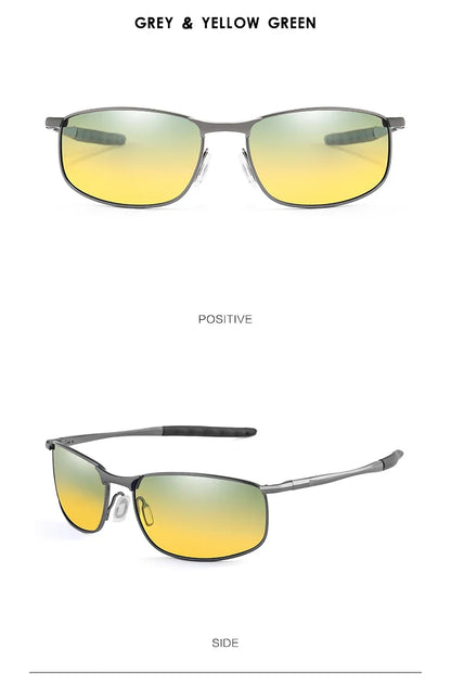 Photochromic Men’s Polarized Sunglasses – Metal Square Frame, UV400 Protection for Driving, Sports & Cycling