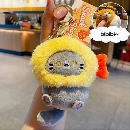 Plush Cocoa Cat Snapper Keychain – Cute Soft Doll Pendant, Exquisite Schoolbag Charm Accessory
