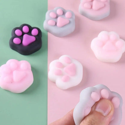Mini Cat Paw Squeeze Toy - Silicone Pinch Decompression Fidget | Plush TPR Sensory Toy for Kids and Adults