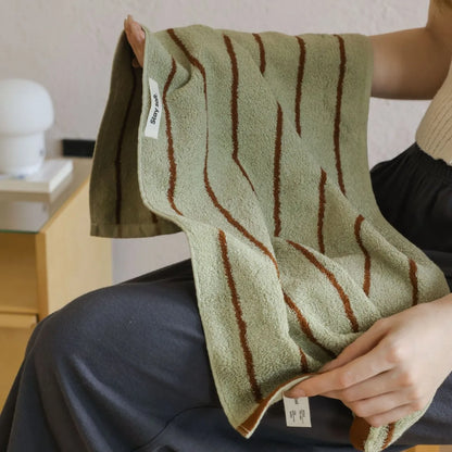 Autumn Winter Striped Cotton Bath Towel – Soft Plush Absorbent Washcloth for Bathroom Use, Unisex Home Spa & Hotel Towel