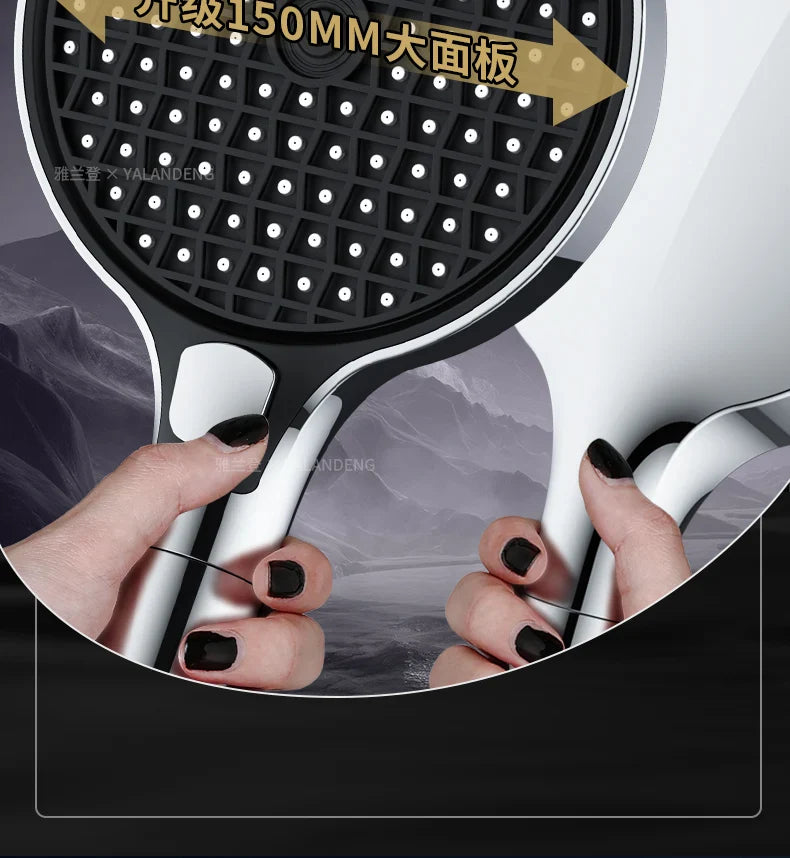 15cm Large Panel High Pressure Shower Head with Filter – 3 Modes Rainfall Spray Nozzle for Bathroom Accessories