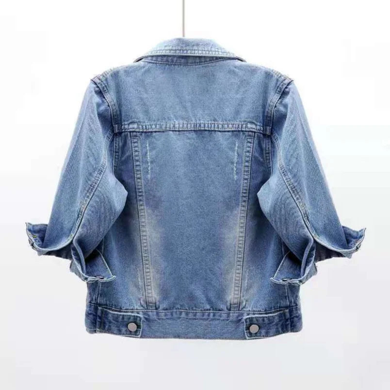 Women’s Denim Jacket – Spring & Autumn Short Coat, Casual Pink Jean Jackets, Loose Purple, Yellow & Blue Outerwear Tops