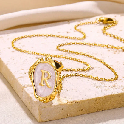 Y2K Stainless Steel Drip Oil Alphabet Necklace – A-Z Initials Pendant for Women & Men, Aesthetic Jewelry Gift