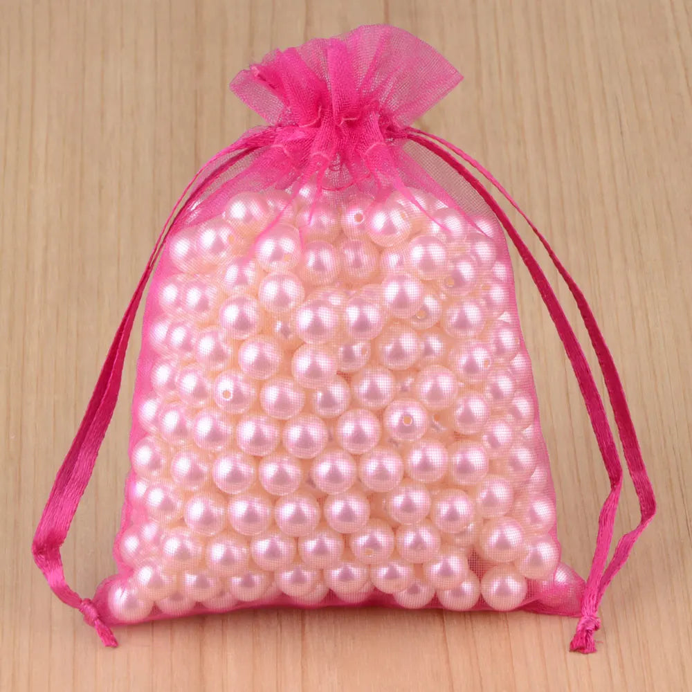 100pcs Organza Gift Bags – 7×9, 9×12, 10×15, 13×18cm Wedding & Jewelry Pouches