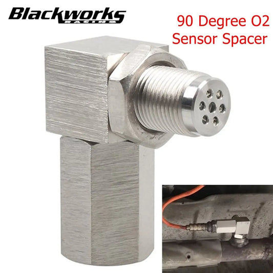 Universal O2 Sensor Bung Extension – 90-Degree Catalytic Converter Spacer, Oxygen Sensor Extender for P0420 P0430, Silver