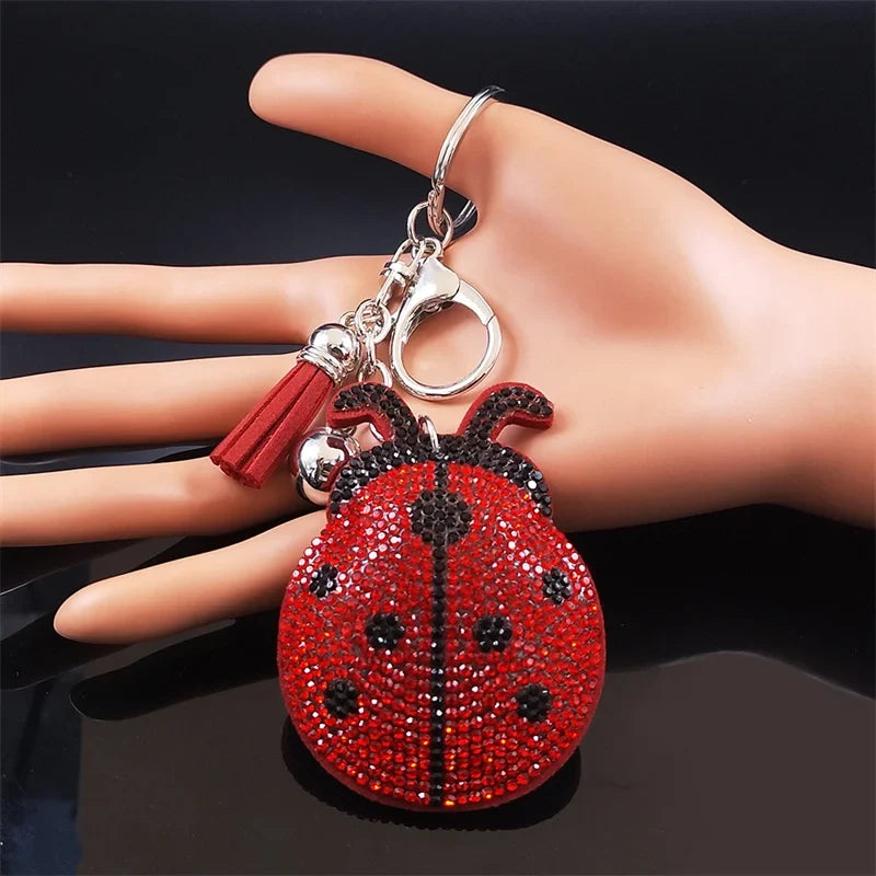 Ladybug Crystal Keychain - Tassel Bag Charm & Decorative Key Ring for Women & Men