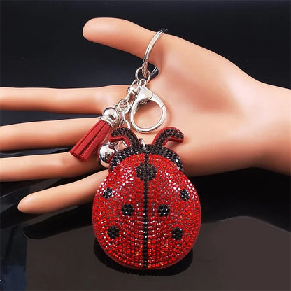Ladybug Crystal Keychain - Tassel Bag Charm & Decorative Key Ring for Women & Men