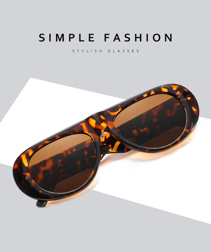 Fashion Retro Oval Large Frame Sunglasses — Minimalist Design UV-Resistant Eyewear for Women