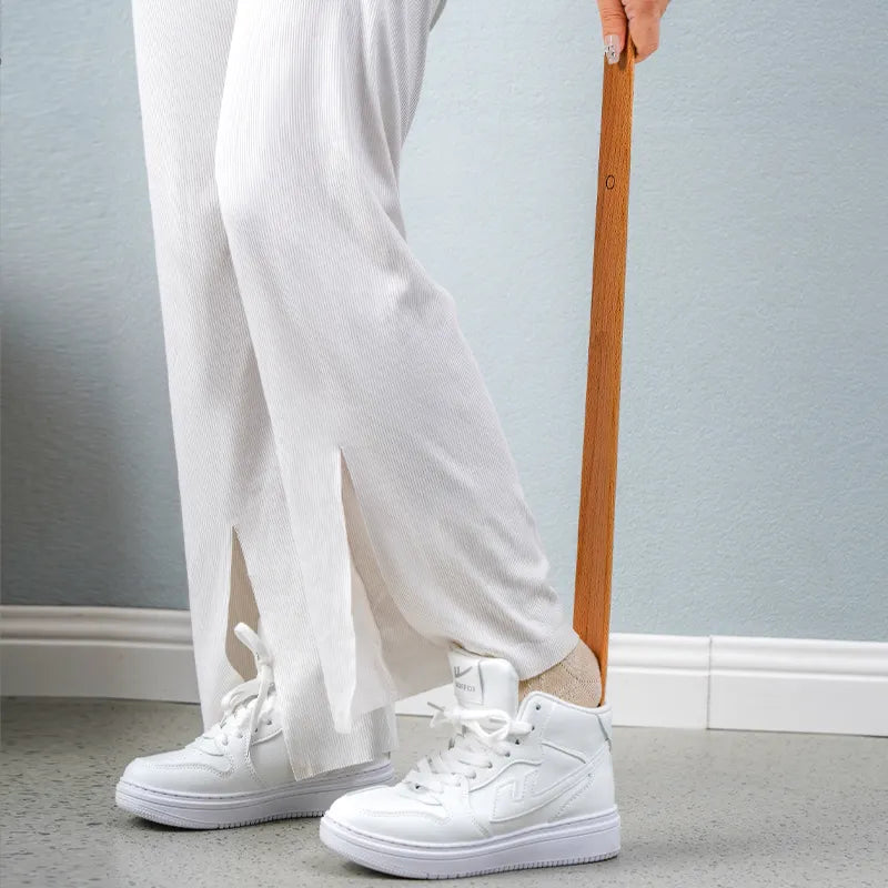 55CM Wooden Long Handle Magnetic Shoehorn - Shoe Spoon Horn for Easier Wear with Customized Logo Support