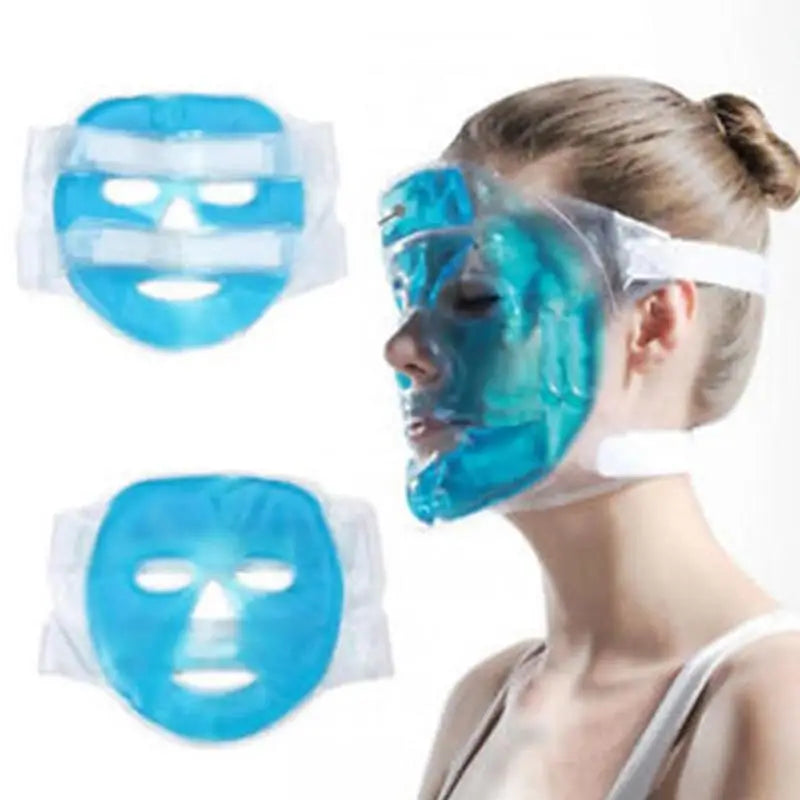 Cold Gel Face Mask — Blue Full-Face Ice Compress for Moisturizing, Relaxation & Facial Care