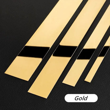 Gold Stainless Steel Wall Sticker – Decorative Flat Titanium Mirror Edge Strip for Living Room & Ceiling Decor