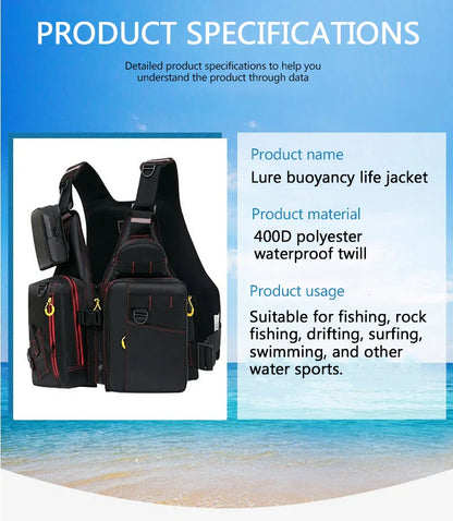 Multi-Functional Life Jacket Vest for Outdoor Fishing – Safety Vest with Storage Pockets & Buoyant Materials