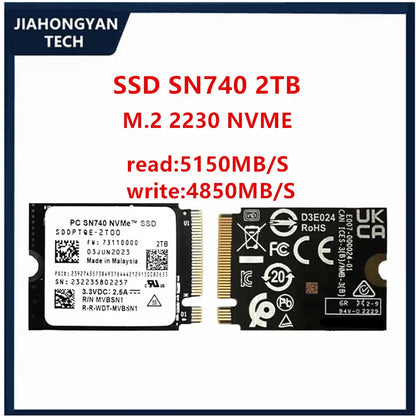 WD SN740 NVMe 2230 SSD 256GB 512GB 1TB 2TB PCIe 4.0 Solid State Drive High-Speed Storage for Cameras Handheld Devices & Mini PCs