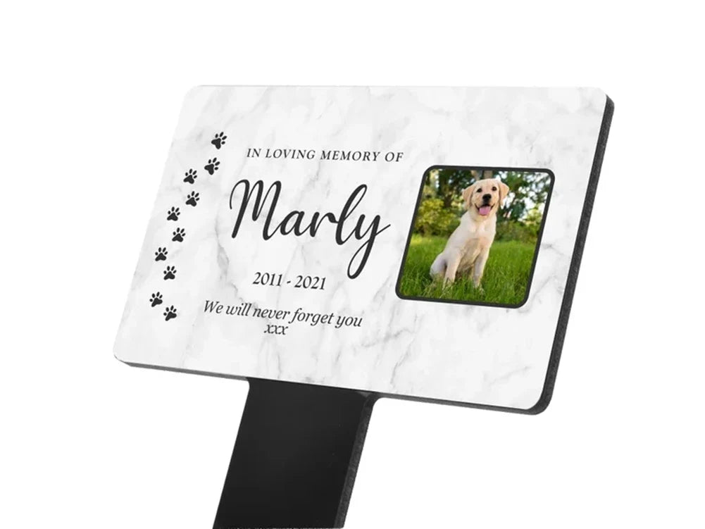 Personalized Pet Memorial Stake – Acrylic Grave Marker for Dog & Cat with Photo & Text