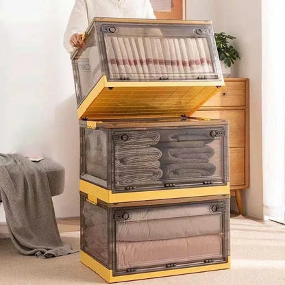 Foldable Transparent Storage Trunk – Large Capacity Plastic Organizer for Clothes and Home Wardrobe