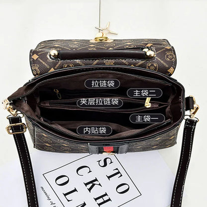 Luxury Women Shoulder Bag - Leather Printed Monogram Tote Handbag with Crossbody Style