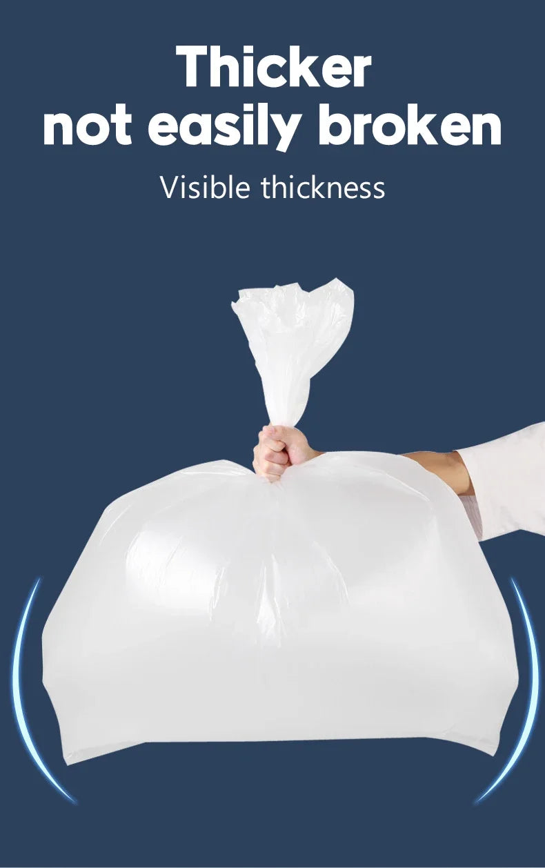 50PCS White Large Plastic Garbage Bags – Thickened Transparent Disposable Storage Bags for Bedding & Household Use