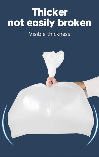 50PCS White Large Plastic Garbage Bags – Thickened Transparent Disposable Storage Bags for Bedding & Household Use