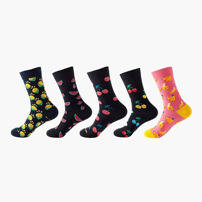 5-Pair Funny Printed Sports Socks - Harajuku Hip Hop Casual Fashion Socks for Men & Women