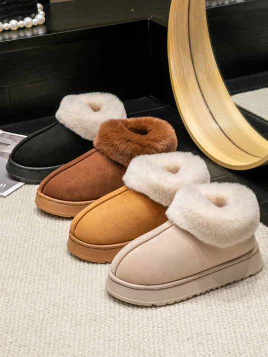 2024 Women's Fashion Snow Boots – Fluffy Plush Faux Fur Winter Slippers, Cozy Indoor Shoes for Men & Women
