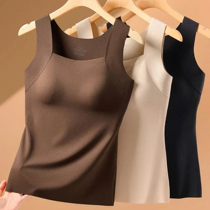 Women's Seamless Camisole with Chest Pads - Wire-Free Slim Fit Tank Top