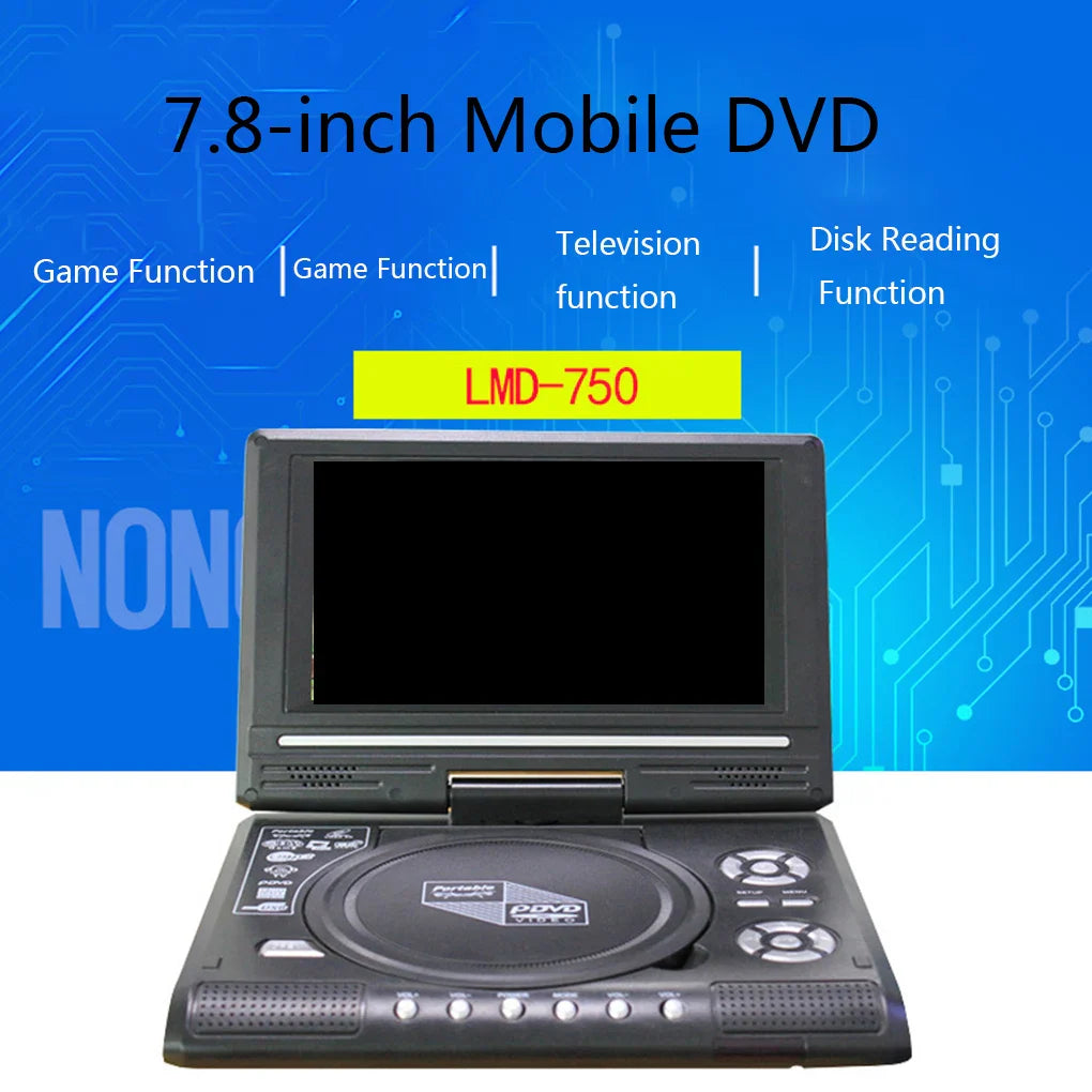 7.8-Inch DVD Player – Multimedia CD Player with 270° Rotation Screen, Remote Control, Travel Theatre (US/UK/AU/EU Plug)