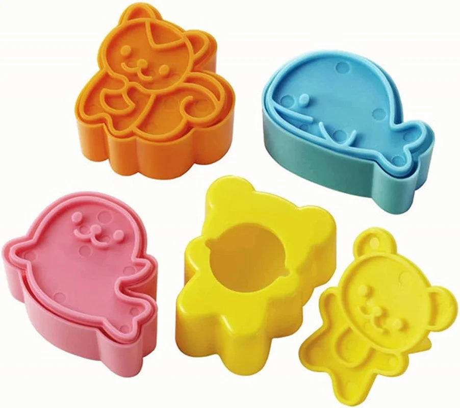 Mini Cartoon Sandwich Cutter and Sealer Set - Bear, Squirrel, and Sea Dog Bread Knife for Kids' Bento Lunch and Baking Fun