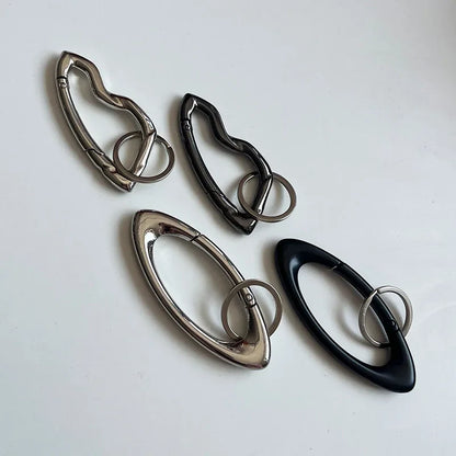 Unisex Essential Belt Icon Carabiner Keychain – Blackout Oval Solid Buckle for Men & Women Bag Accessories