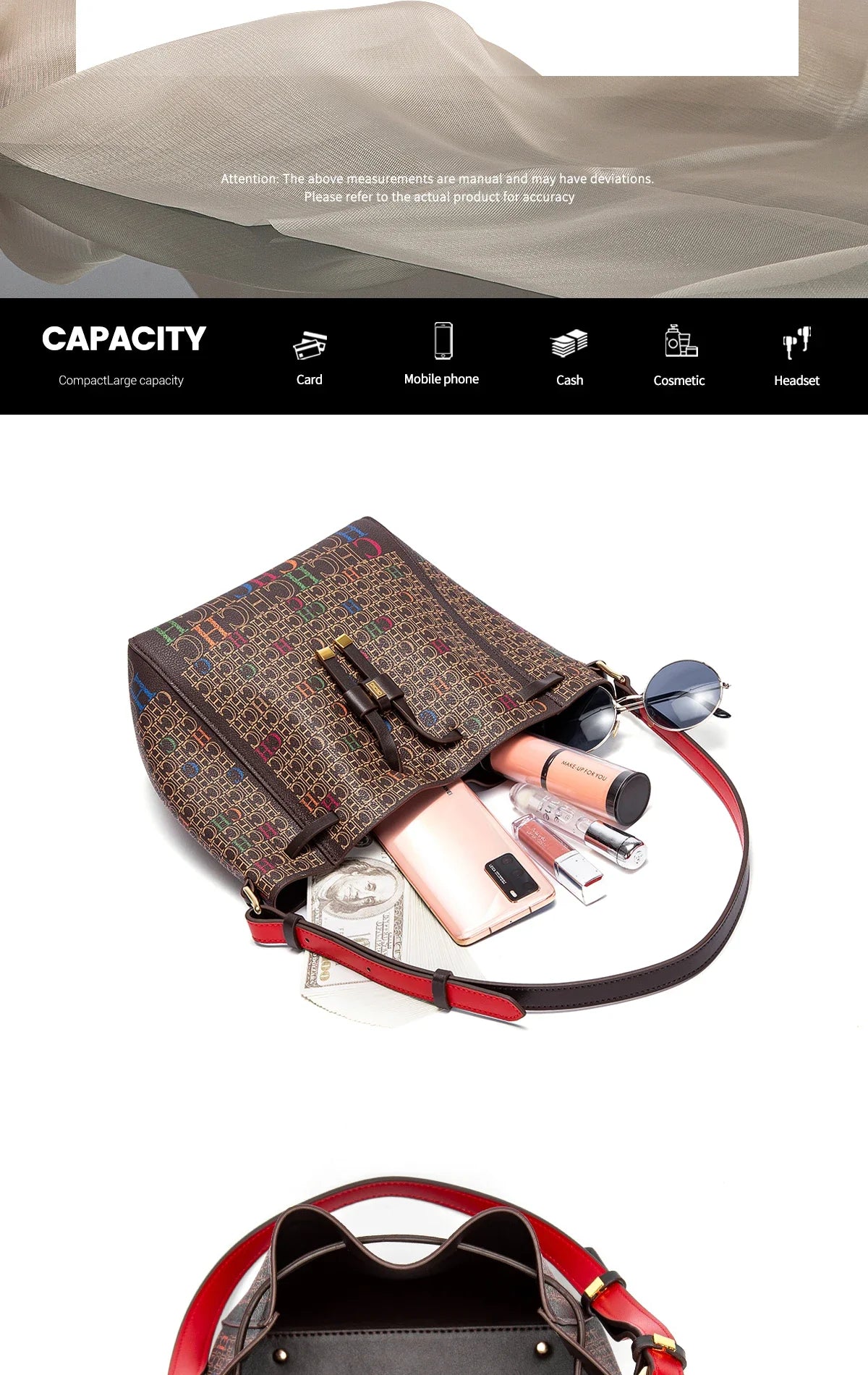 Luxury Women’s Bucket Handbag — Classic Designer Shoulder Bag with Fashion Print, Stylish Wallet for Women