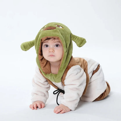 Cute Green Monster Kigurumi Onesie - Warm Winter Cosplay Jumpsuit for Babies & Kids 0-3 Years