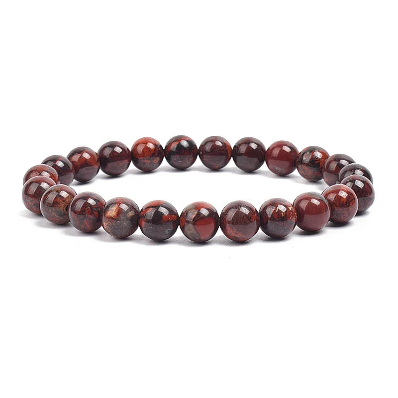 Natural Stone Bead Bracelet - Amethyst Crystal Quartz Aquamarine Jade Agate Elastic Bangle Jewelry for Women & Men