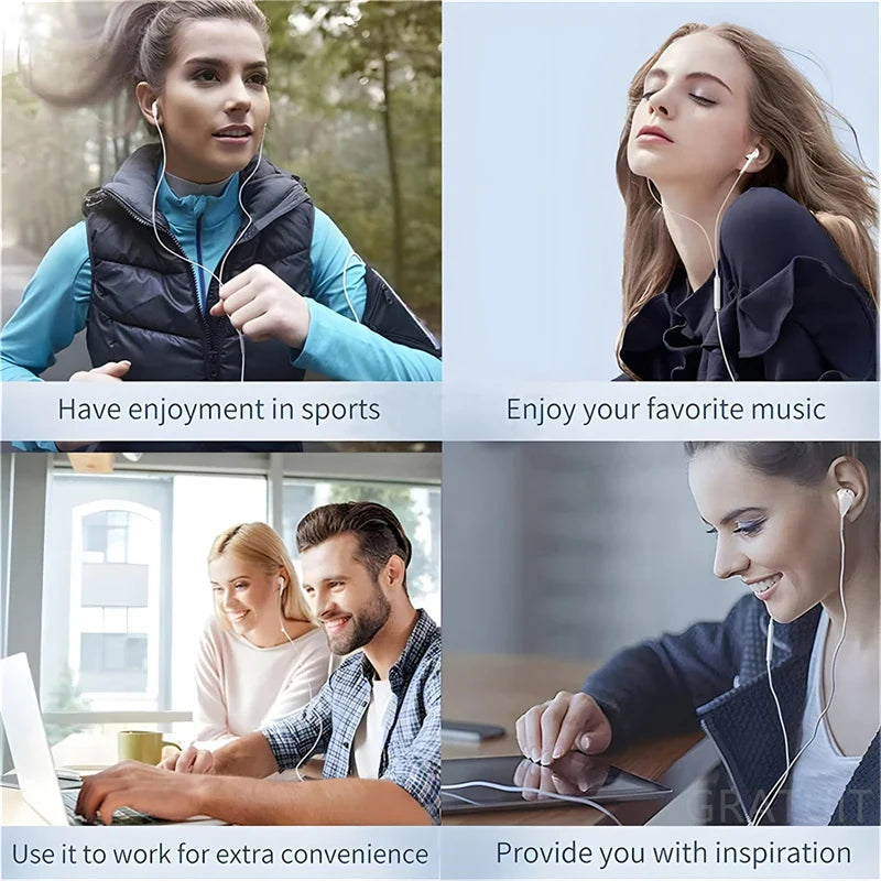 Original Type-C Wired Headphones – 3.5mm Earbuds for Xiaomi, Redmi, Poco, Huawei, Samsung