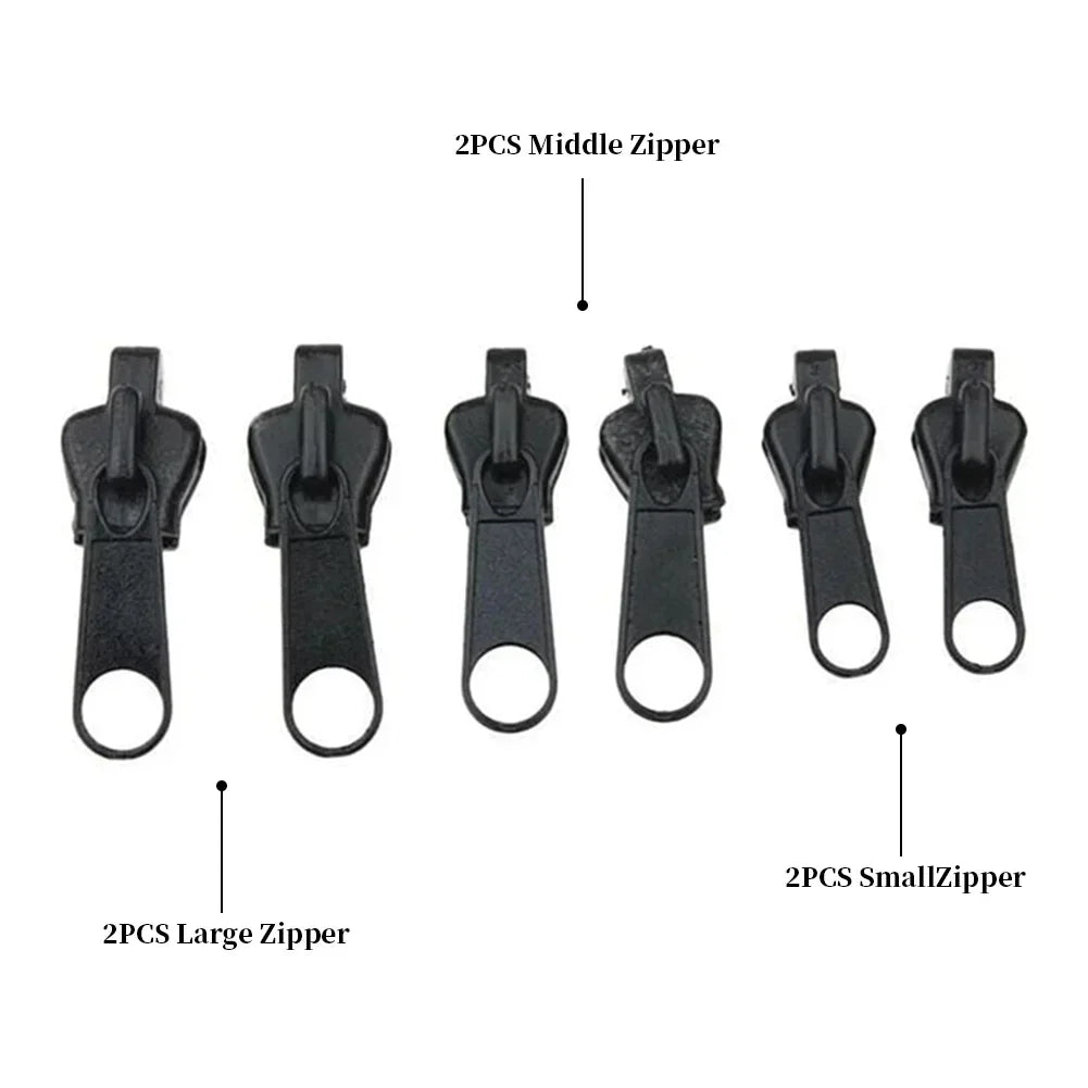 Universal Zipper Repair Kit – 3 Sizes Instant Fix Zip Slider Replacement for Clothes, Bags & Sewing, Zipper Rescue Tool Accessory
