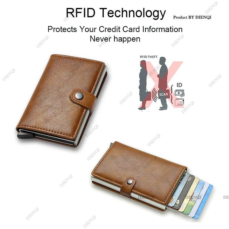 Carbon Fiber RFID Pop-Up Metal Wallet for Men – Slim Minimalist Credit Card Holder Black Purse