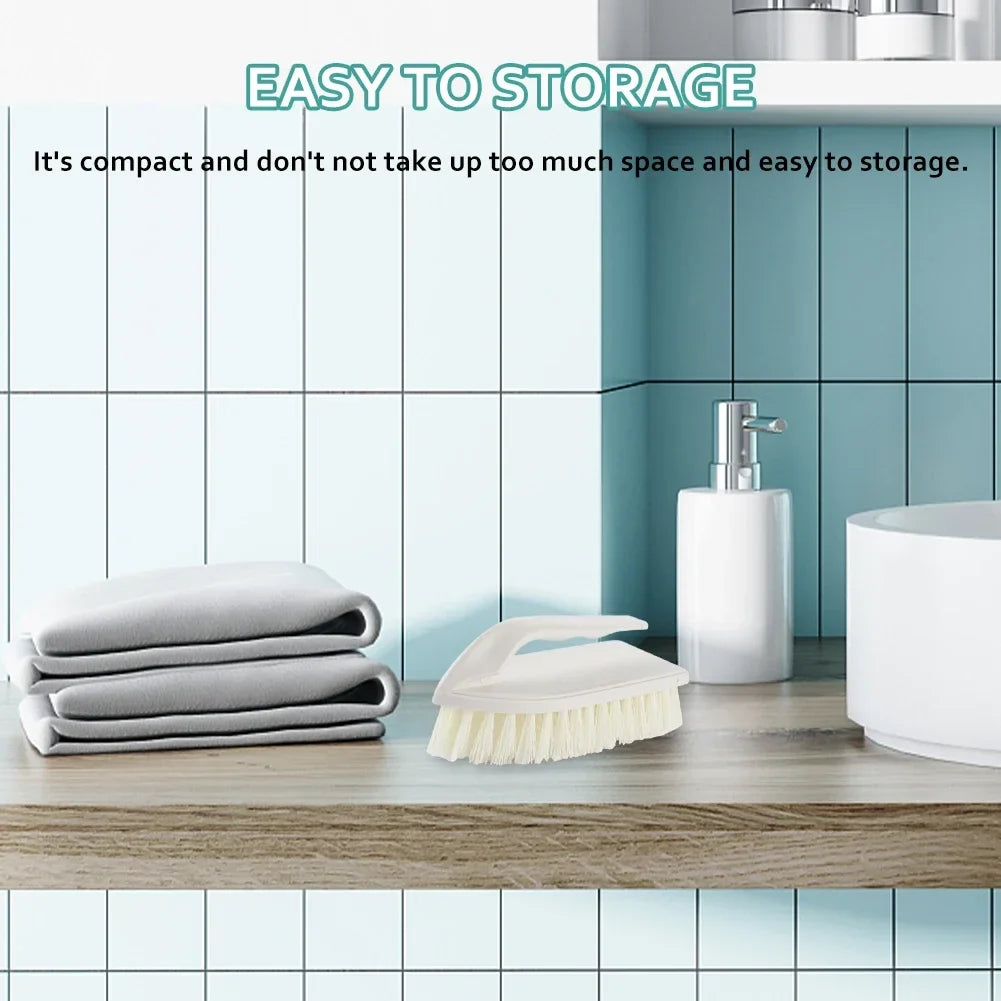 Plastic Scrubbing Brush with Handle - Stiff Bristle Non-Slip Cleaning Brush for Kitchen, Bathroom & Car Care