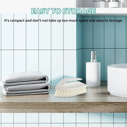 Plastic Scrubbing Brush with Handle - Stiff Bristle Non-Slip Cleaning Brush for Kitchen, Bathroom & Car Care