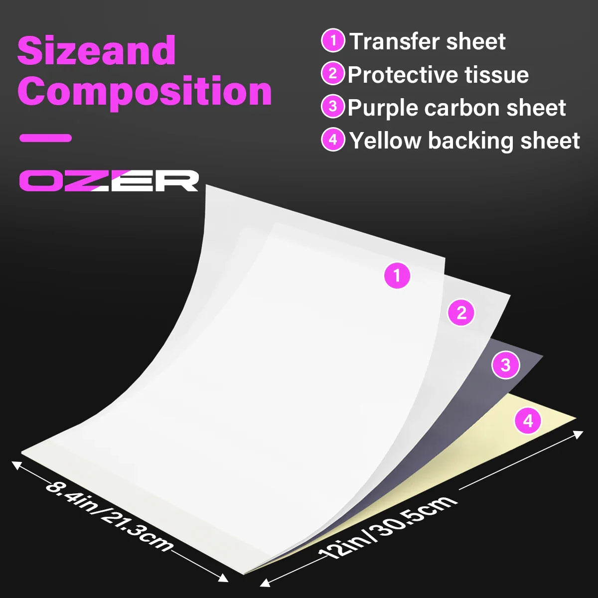OZER 50 Sheets A4 Tattoo Transfer Paper – Thermal Copier Template Paper for Tattoo Artists